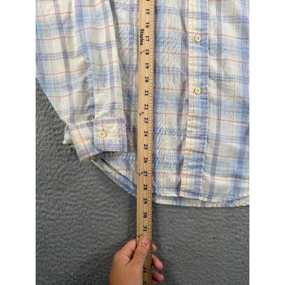 Vintage Levis Shirt Mens Medium Blue White Plaid Flap Pockets Made In USA